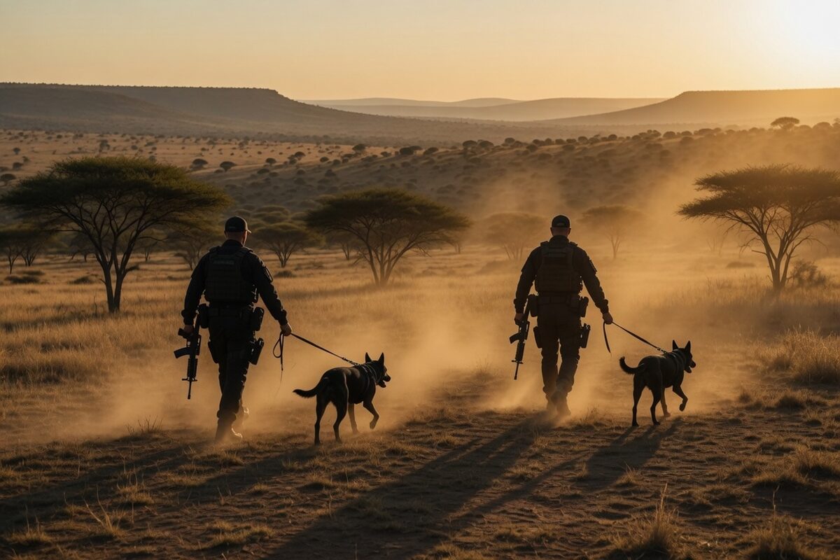 An anti-poaching K9 team in the field