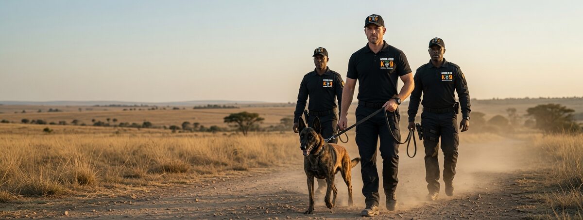 Afrique Du Sud K9 team on deployment