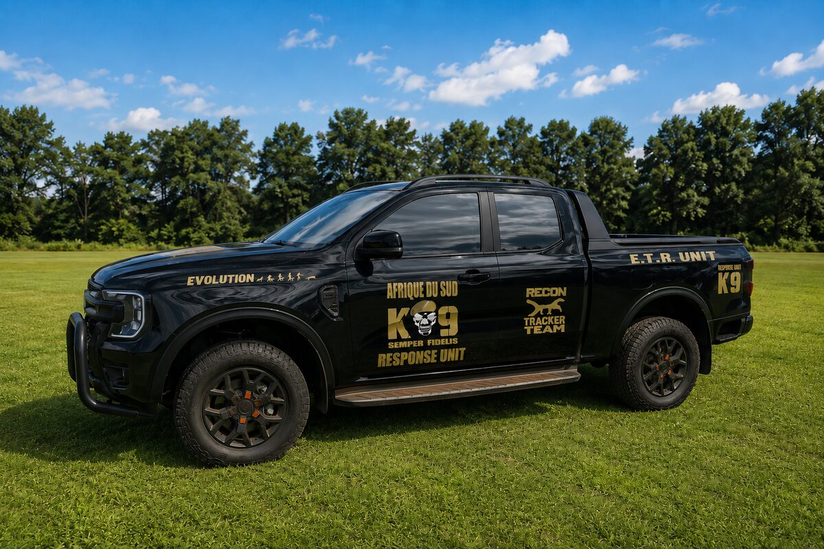 An ADS K9 anti-poaching response unit on bushveld terrain