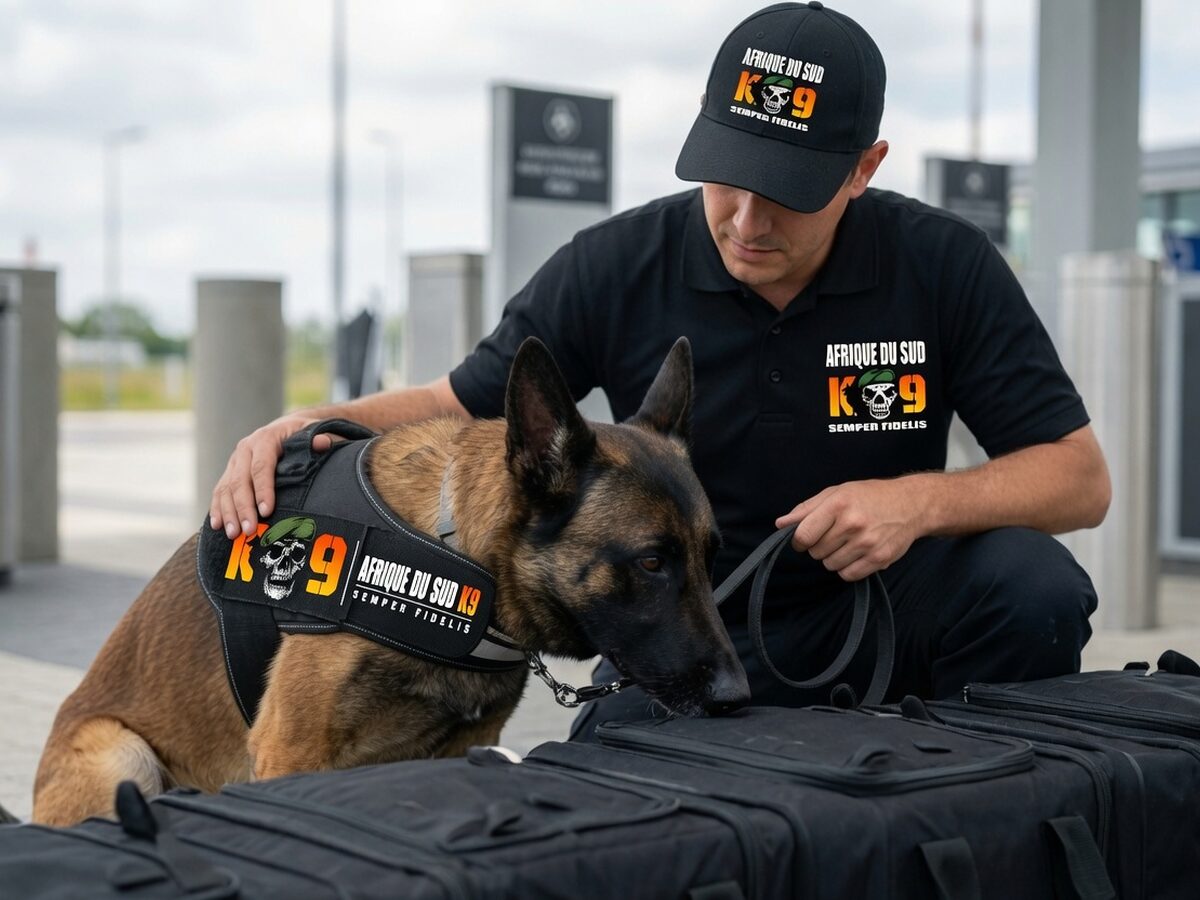 A detection dog during a search