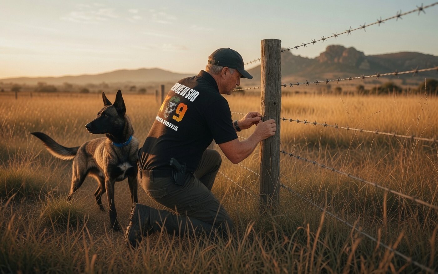 Afrique Du Sud K9 personnel working in the field